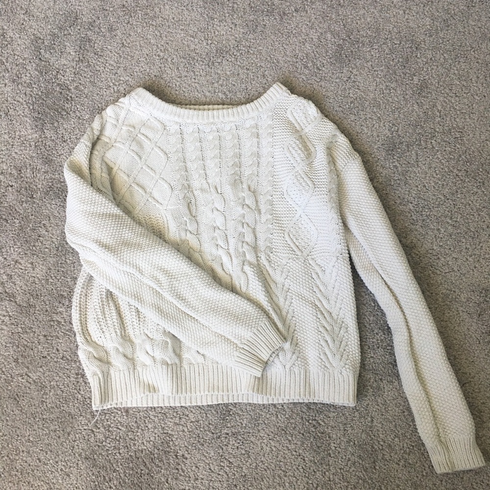 Mango Knit White Sweater Fair isle
